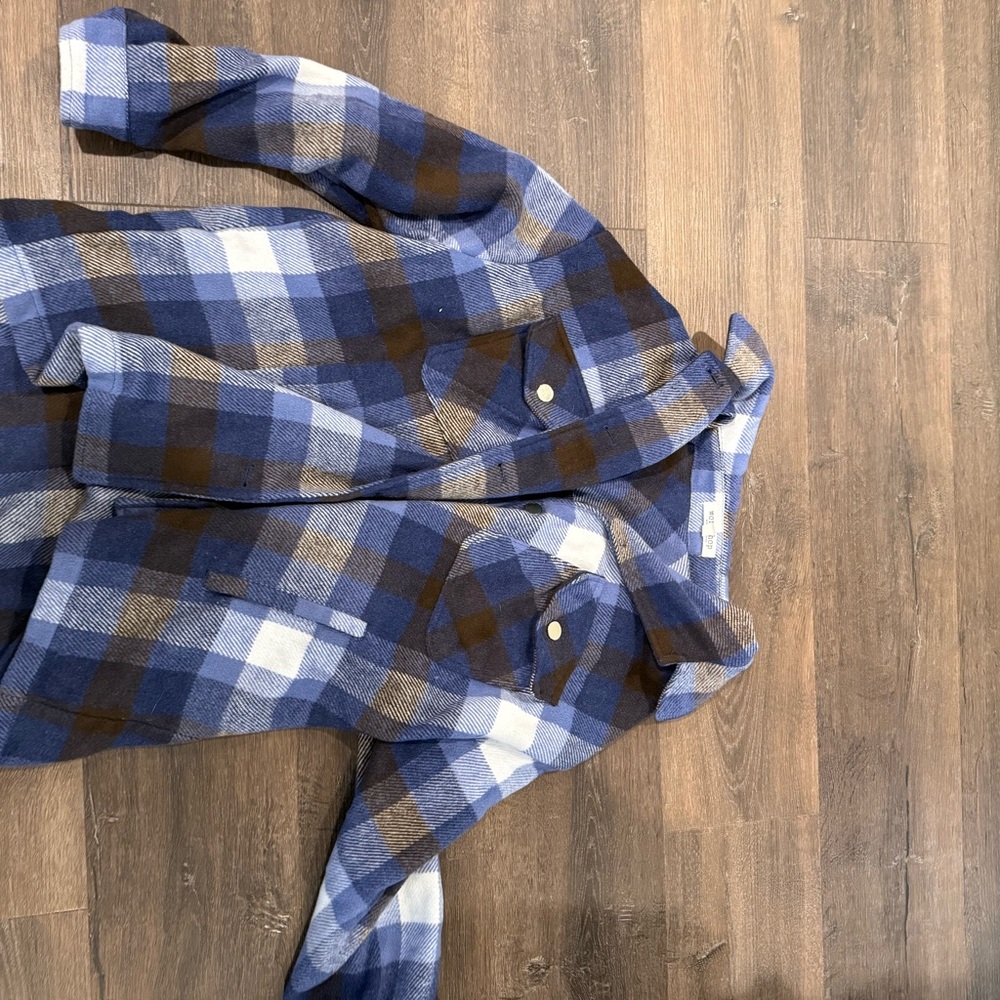 Topshop Checkered Jacket in Blue and Brown